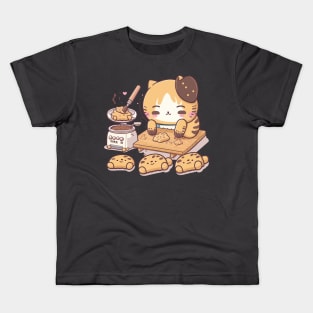 Cat making biscuits Kids T-Shirt